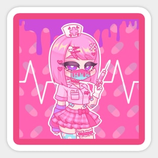 Pink Virus Nurse Sticker